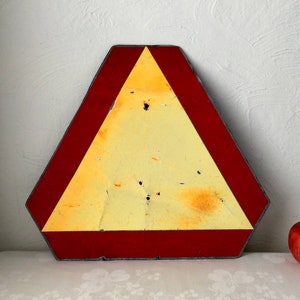 Vintage Galvanized Metal Slow Moving Vehicle Sign, Farm Industrial Decor Triangle