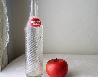 double cola soda pop bottle, red and white, vintage soft drink jar