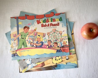 Ethel Hays Simms Rub A Pencil Preschool Book, 1950s childrens activity booklets
