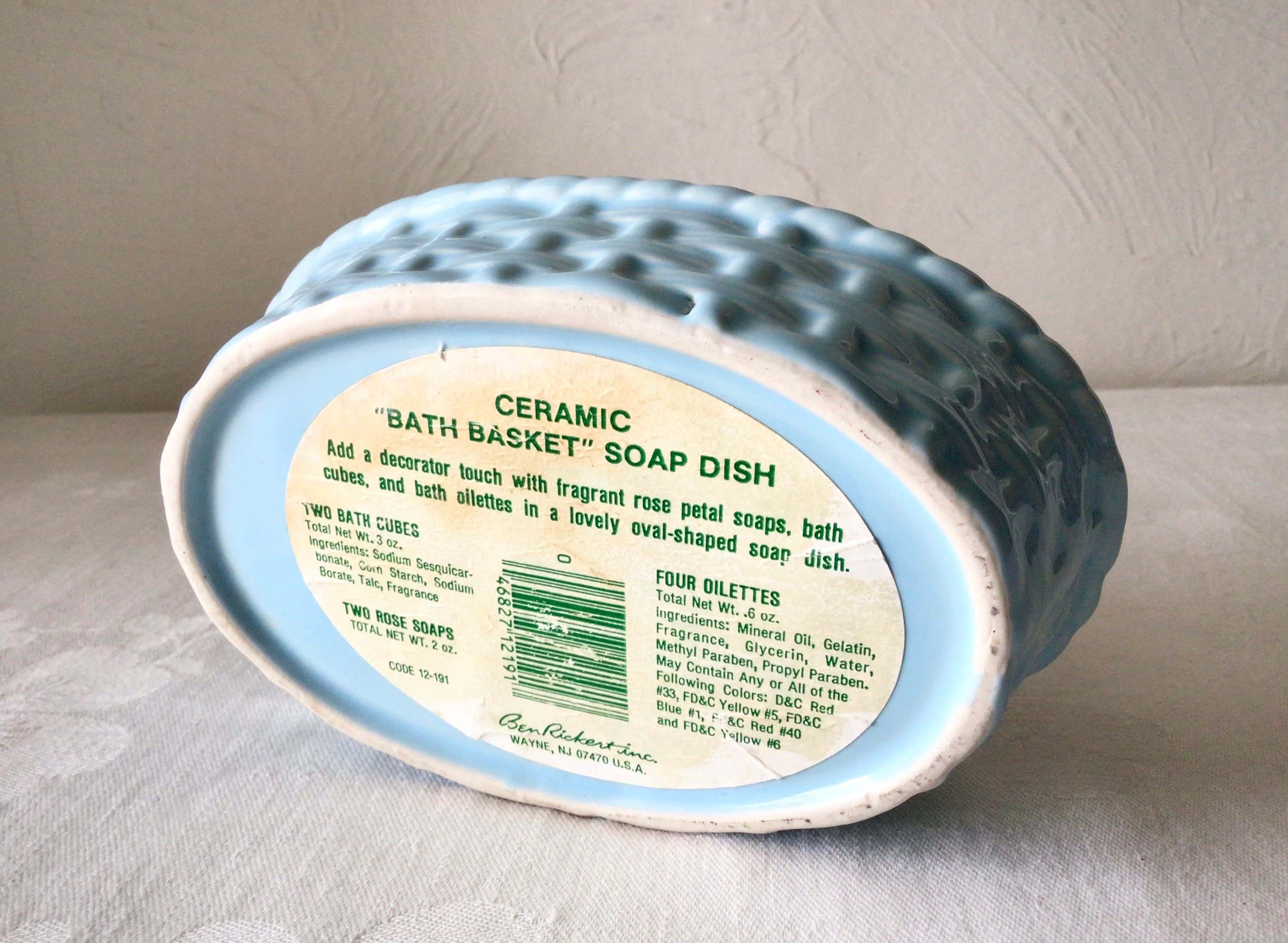 Ben Rickert Blue Soap Dish, Ceramic Basket Weave, Vintage Bath Bowl ...