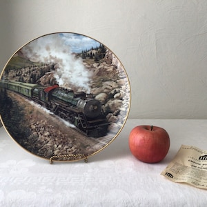 locomotive train plate, Jim Deneen collectible curator collection, vintage numbered picture, gift for railroad buff, 1985 limited edition