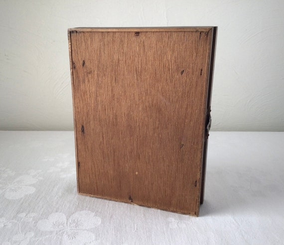 Midcentury jewelry box, wooden mirrored key case,… - image 8