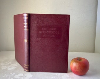 1960 book of Knowledge Annual, vintage Grolier encyclopedia, history hardcover