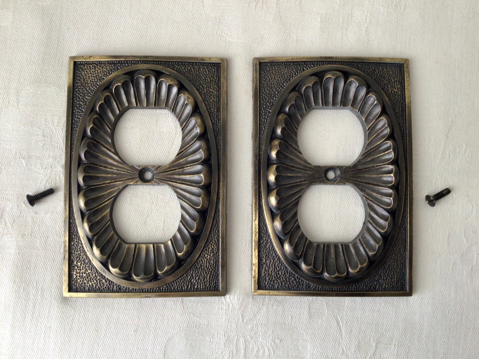 Mid century outlet covers bronze colored metal electrical Etsy