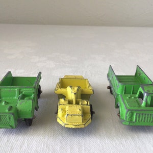 metal truck Tootsie toys, die cast, earthmover construction, vintage miniature pretend play, collectible gift, 1960s kids sandbox vehicle