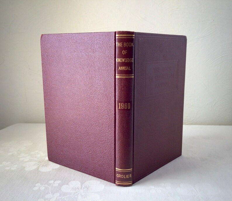 1960 book of Knowledge Annual, vintage Grolier encyclopedia, history hardcover image 10