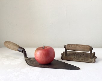 Antique masonry tools, trowel and groover, vintage rustic primitive St. Louis