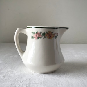 Restaurant cream pitcher, Mayer china, vintage cafe floral diner cup, coffee bar creamer serving piece, collectible kitchen decor gift