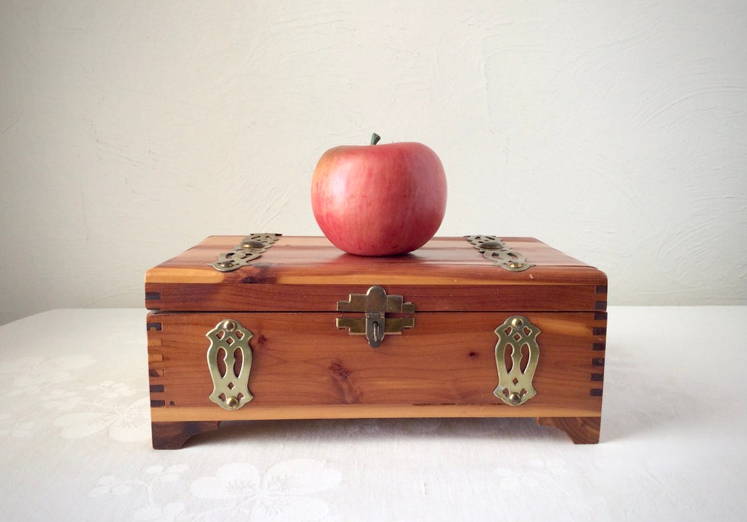 Small Cedar Chest Jewelry Trinket Box Vintage Wooden Love Etsy