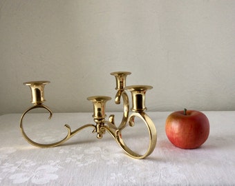Brass candelabra, vintage gold tele flora MCM centerpiece