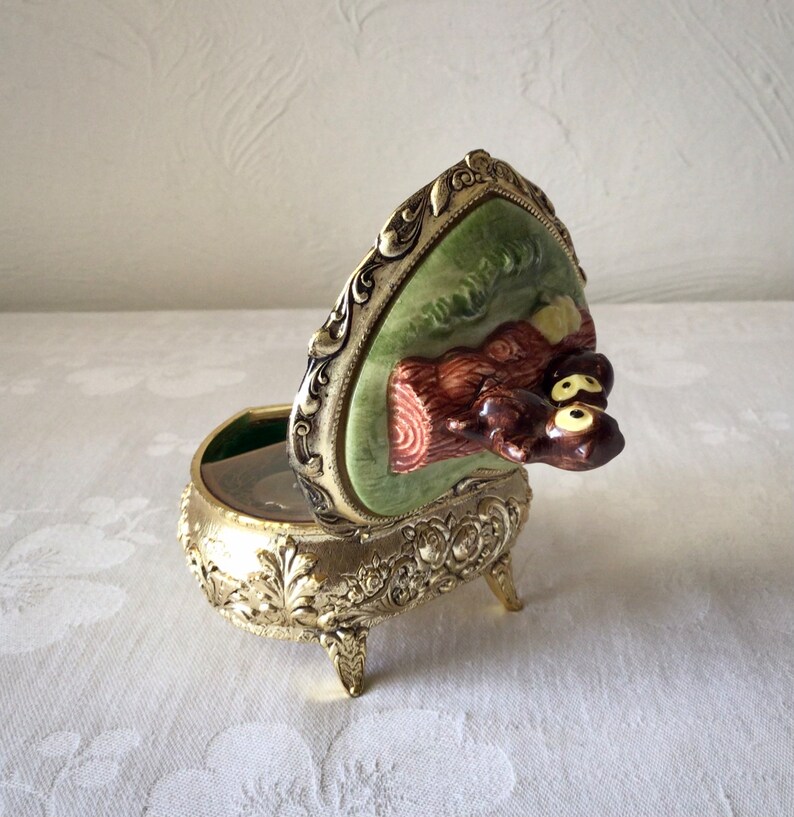 Heart shape owl music box, weve only just begun, carpenters vintage tune image 9