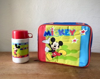 Vintage Mickey Mouse lunch bag and Thermos bottle, insulated nylon