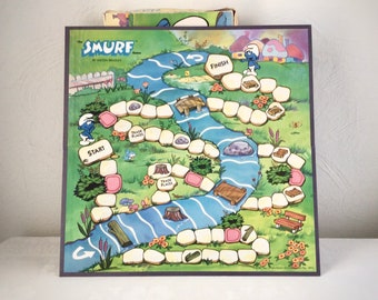 Smurf board game, 1980s cartoon character, Milton Bradley, vintage toy