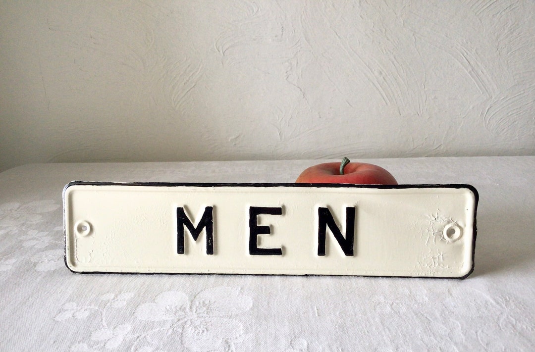 Mens Room Sign Vintage Original Black White Embossed Metal - Etsy