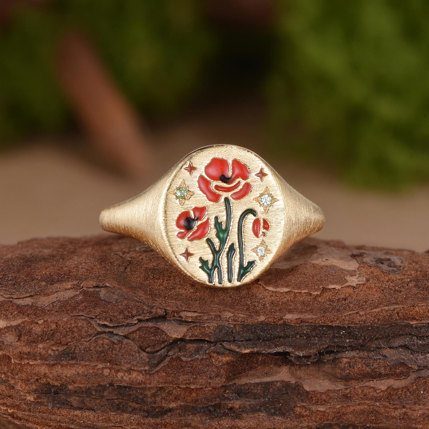 Mens Floral Signet Ring - Etsy
