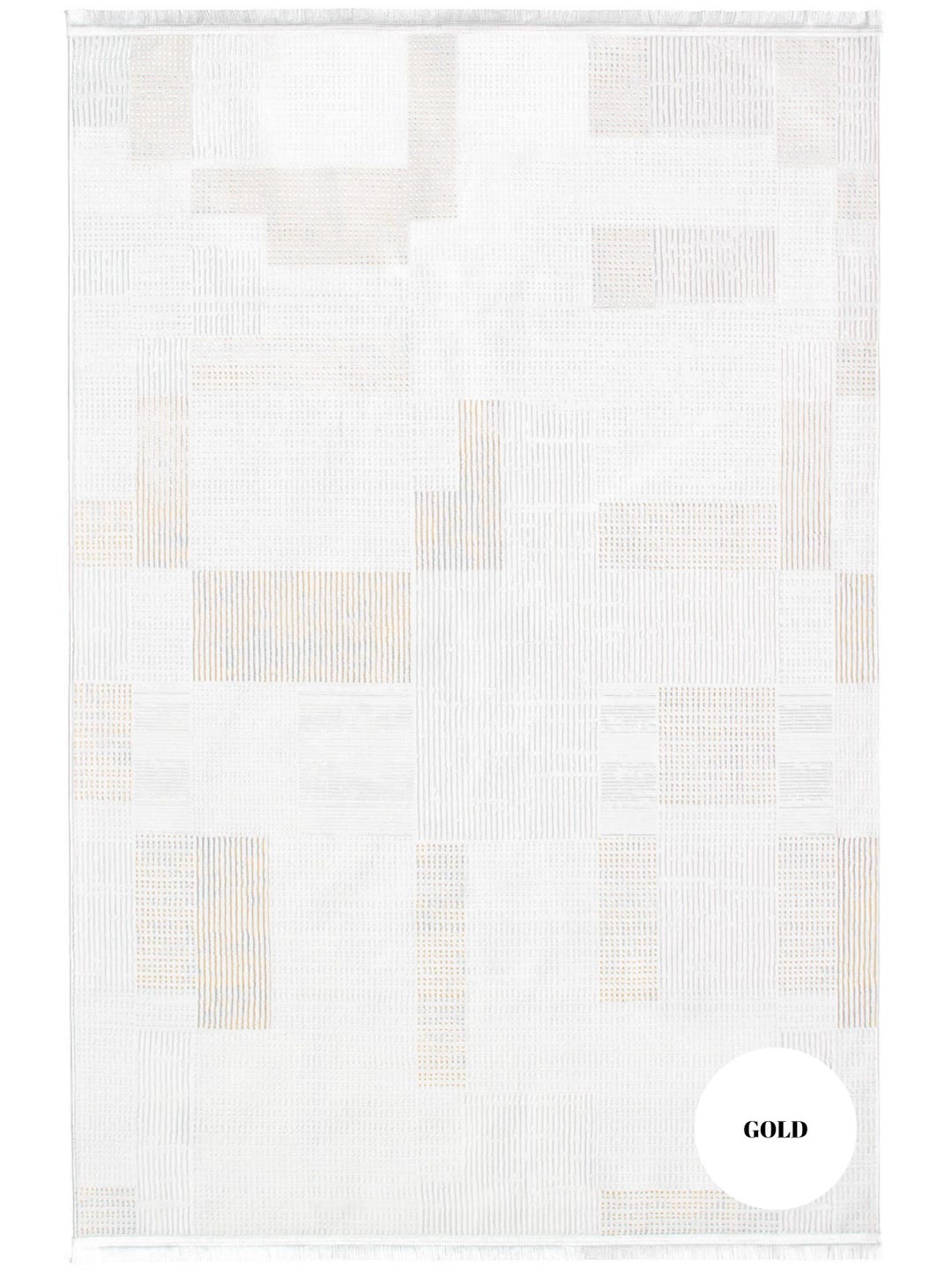 Gold Modern Square Pattern Rug – Washable, Non-slip Woven Floor Decor ...