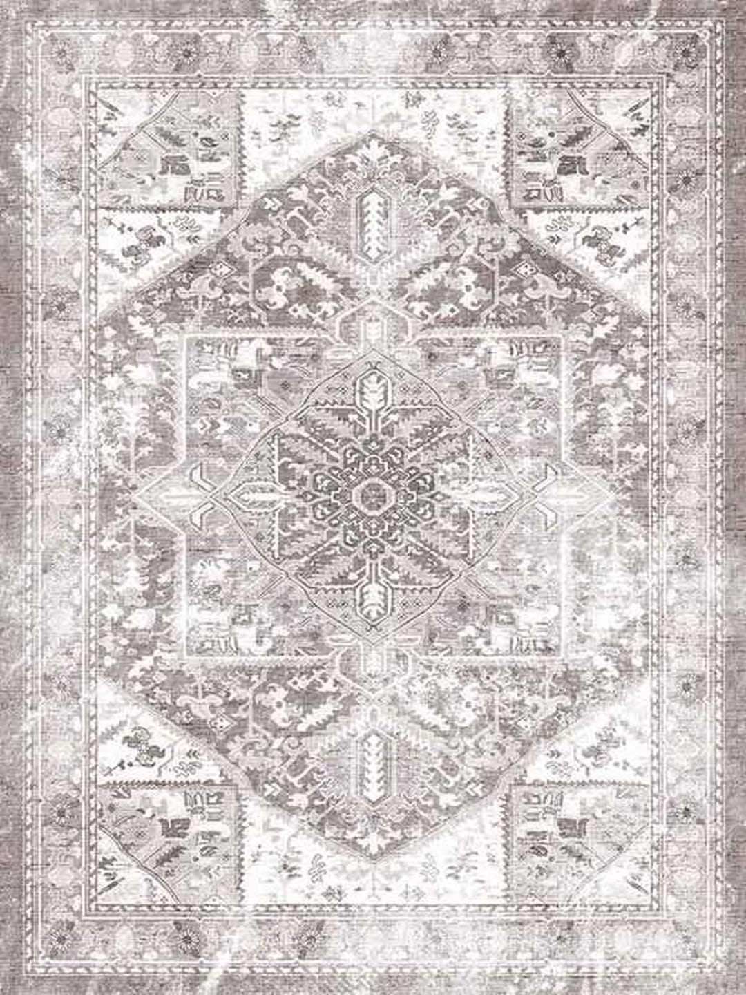 Lilac Rugs Pattern Pastel Lilac Oriental Vintage Pattern Rug – Soft Plush Washable Carpet ...
