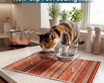 Personalized Pet Feeding Mat Vintage, Modern Non-Slip Cat Dog Bowl Rug