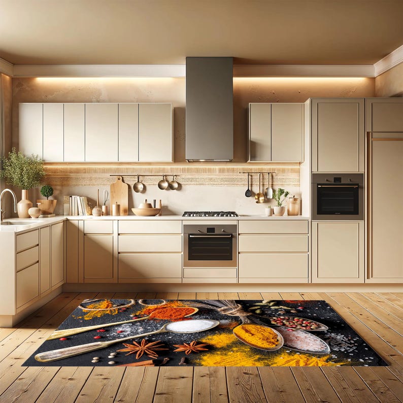 Spice Rug Turkish Spices Kitchen Rug, Colorful Washable Non-slip Floor Mat - Etsy