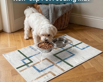 Tappetino geometrico per l'alimentazione degli animali domestici, tappeto antiscivolo per ciotole di cani, tappetino lavabile per cibo per gatti, moderno proteggi pavimento per ciotole d'acqua