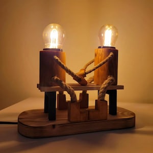 Lampada da terra in legno, lampade da terra, lampada rustica, prodotti decorativi in legno