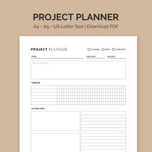 Project Planner Printable | Group Project Tracker | Team Project Organizer | Instant Download | Project Management Tool - PDF,A4,A5,USLetter