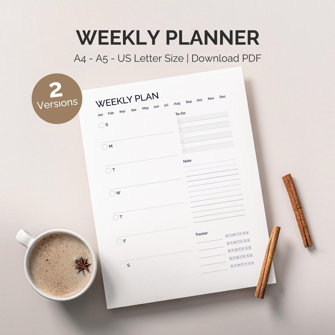 Minimalist Weekly Planner Printable | Schedule Template (PDF) - Etsy