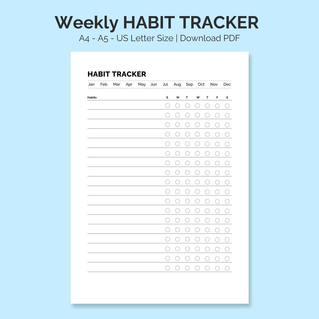 Weekly Habit Tracker Printable | Minimalist Routine Planner (digital ...