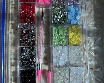 LARGE Mixed Size Glass Rhinestone and Pearl Kit