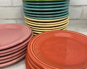 Vintage Fiesta Post 86 Salad Plates in Turquoise, Rose, Yellow, Persimmon and Shamrock Vintage Kitchen Decor
