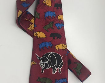 Rare 80/'s Vintage DIMODA Hand Made Baseball Patterned Multicolor Necktie