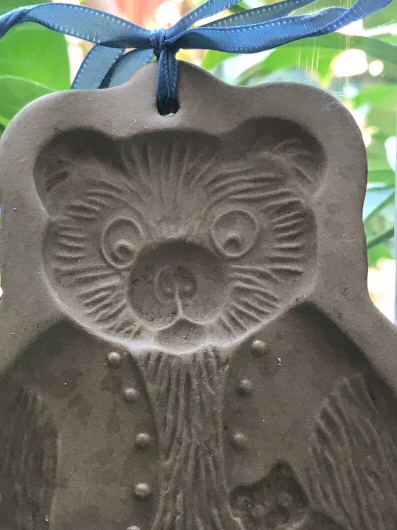 Vintage Teddy Bear Clay Cookie Mold Brown Bag Cookie Art 1984