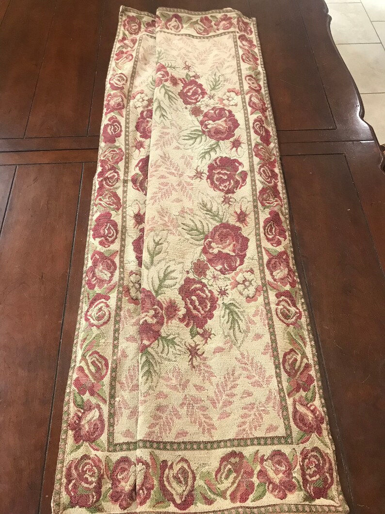 Vintage 100 Cotton Chenille Throw/Blanket/TableclothRoses Etsy