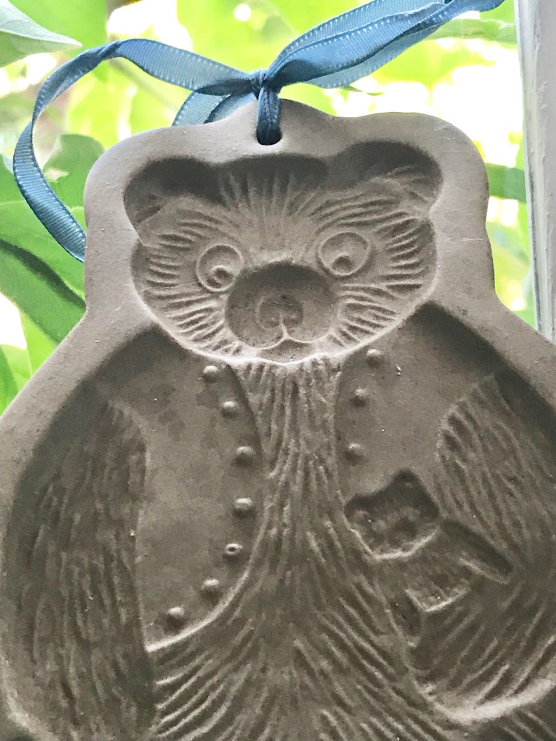 Vintage Teddy Bear Clay Cookie Mold Brown Bag Cookie Art 1984