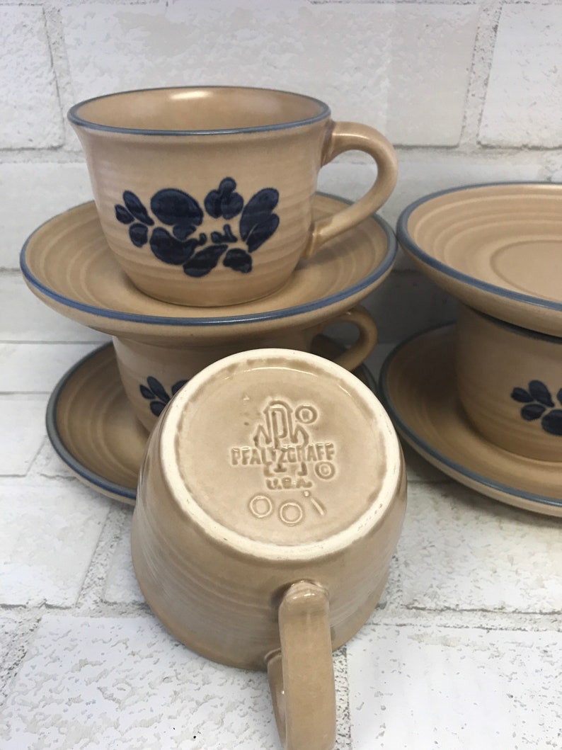 Pfaltzgraff Folk Art Cup and Saucer / Four Available / Vintage Etsy