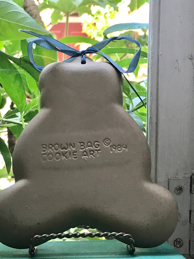 Vintage Teddy Bear Clay Cookie Mold Brown Bag Cookie Art 1984