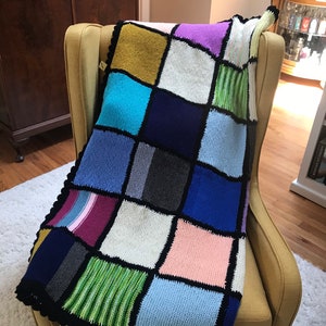 Vintage Afghan Blanket / Multi Color Square / Outlined in - Etsy