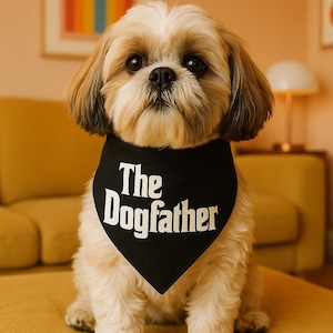 The Dogfather Funny Dog Bandana – Mafia Movie Parody Pet Accessory