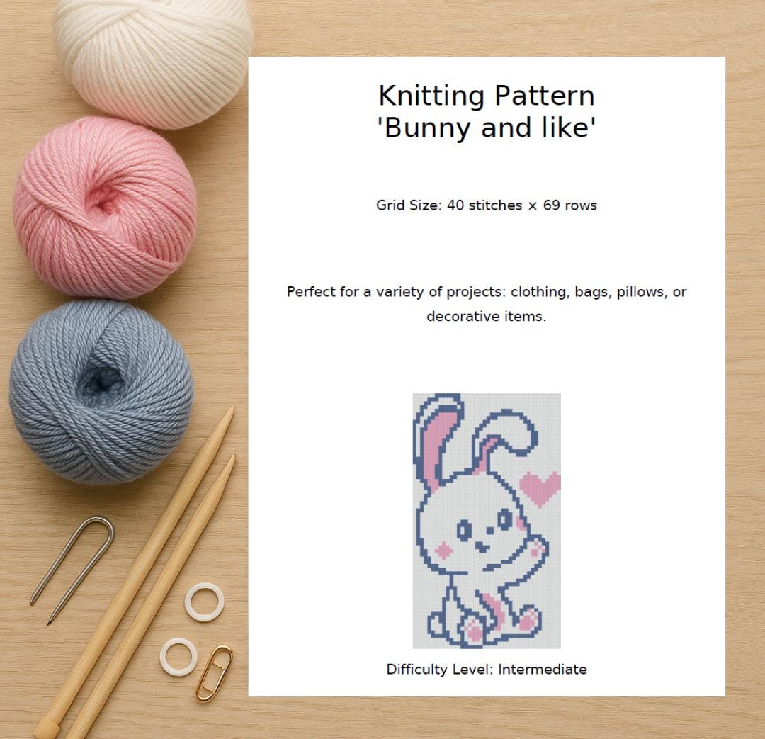 Bunny Knitting Pattern PDF: Intarsia Chart for Sweaters & Blankets - Etsy