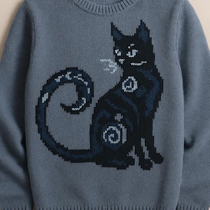 Pixel Cat Stickschema: Intarsia Colorwork PDF-mönster