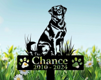Custom Labrador Retriever Dog Metal Memorial Stake,Personalized Labrador Retriever Waiting at The Door Grave Marker,Yard Stake,Dog Loss Gift