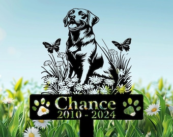 Custom Labrador Retriever Dog Metal Memorial Stake, Personalized Happy Labrador Retriever Grave Marker, Dog Loss Gift, Sympathy Sign