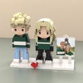Custom 2 Person Brick Figures with Easel Frame, Personalized Building Block, Brick Me Figure, Photo Puzzle Toy, Keepsake for Couples Friends