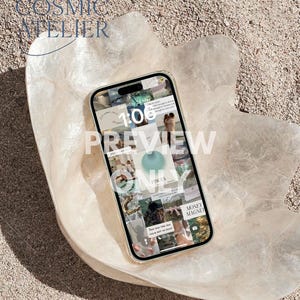 魚座占星術ビジョンボードテンプレートセット：スマホロック画面、デスクトップ壁紙、A3サイズ印刷ポスター（マニフェスト用） | Canva編集可能
