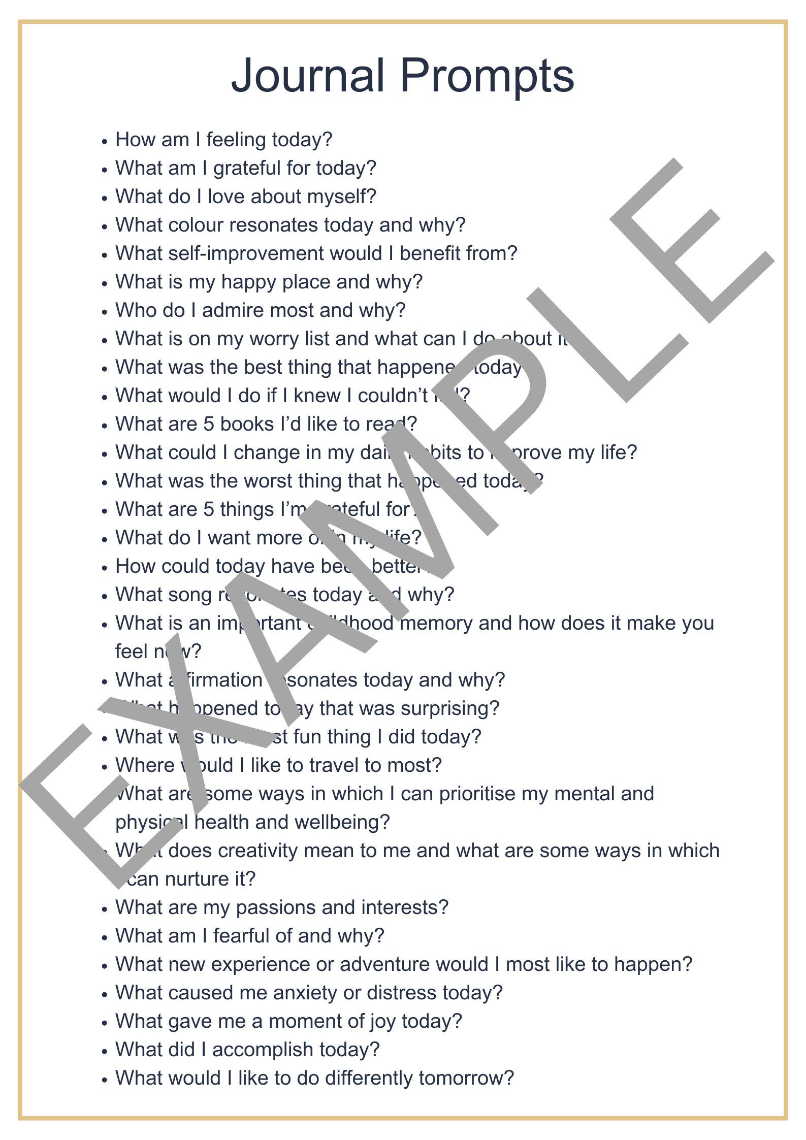 Printable Daily Journal Self-Care and Wellness PDF Instant Download Planner Journal Prompts