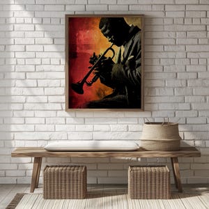 Vintage Jazz Musician Printable - Retro Saxophone Art, Warm Colors Wall Decor, Music Room Art, Digital Jazz Poster, Unique Decor 601
