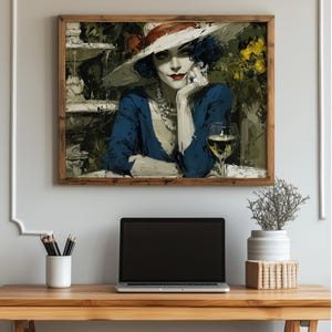 Vintage Lady in Hat Illustration - Elegant Retro Woman Art, Antique Style Printable, Classic Wall Decor, Timeless Beauty Decor 1548