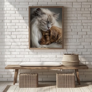 Elegante retrato de gato Ragdoll - Arte mural imprimible, decoración de lujo para el hogar, impresión rústica de gato cottagecore, obra de arte felina majestuosa 1394