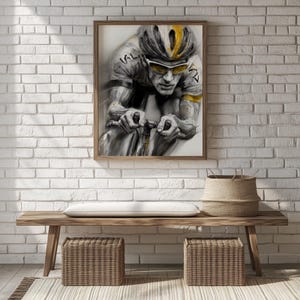 Realistic Tour de France Cyclist Art - Printable Sports Wall Decor, Vintage Racing Scene, Athlete Canvas, Digital Artwork for Home 1302