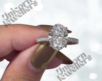 4 karaat ovale lab-gegroeide diamanten solitaire ring - enorme CVD-diamant E VS IGI-gecertificeerd - klauwtandverlovingsring - diamanten zijring - beloftering